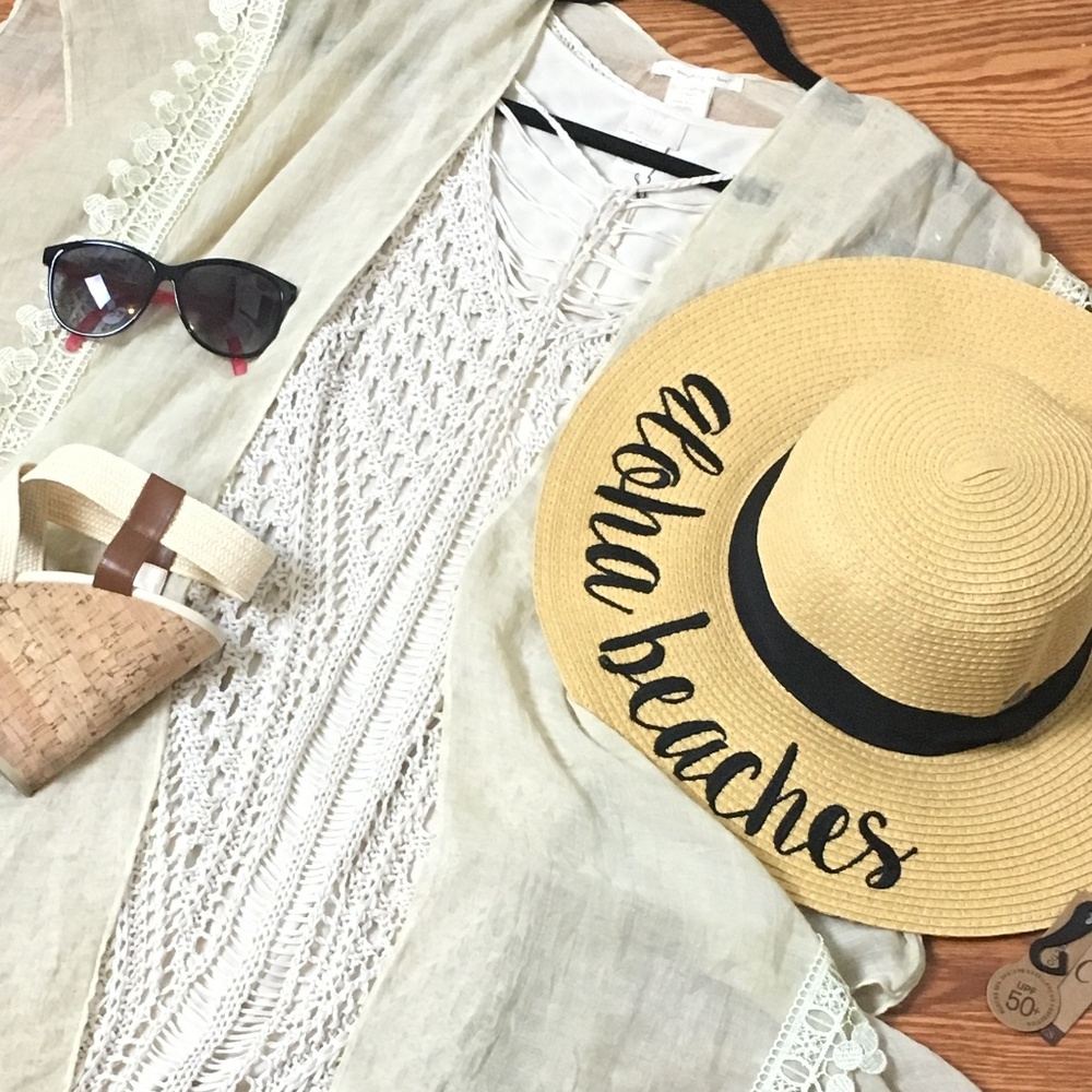 Wide Brim Beach Hat "Aloha Beaches"